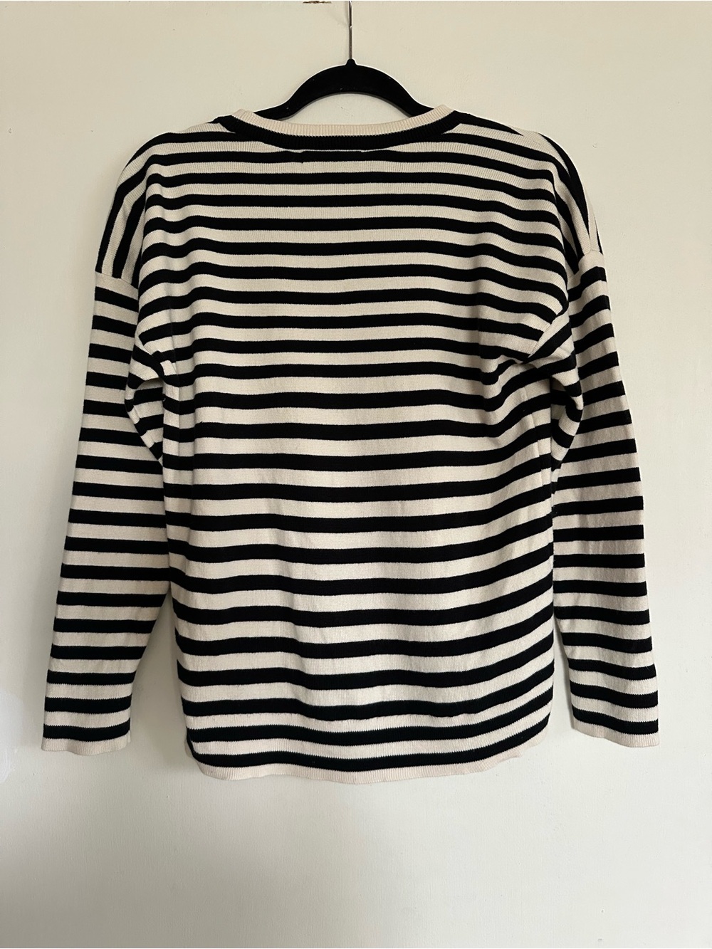 Banana Republic Black and Cream Striped Crewneck Sweater - Picture 2 of 3